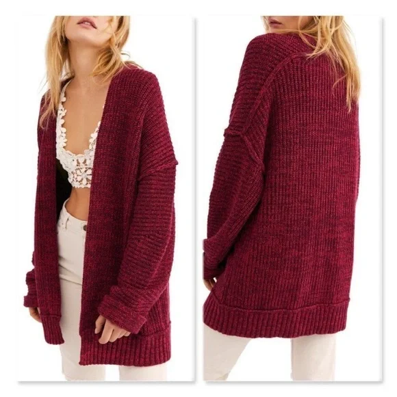 NWT FREE PEOPLE High Hopes Cardigan - Plum Blossom - Picture 1 of 6